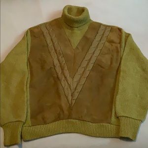 Vintage Bradford Wool/Suede Turtleneck Sweater